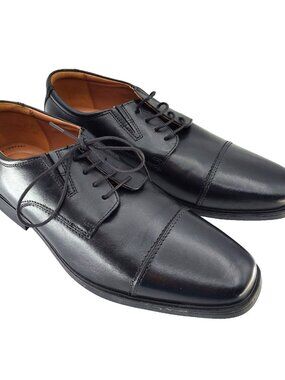 Clarks Tilden Cap Oxford Black Leather Dress Shoes Men's 9.5